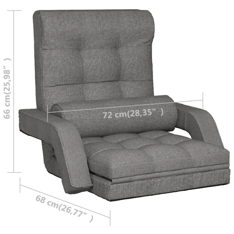Chaise pliable de sol avec fonction de lit Gris clair Tissu - 8