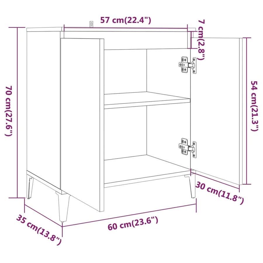 Buffet Chêne fumé 60x35x70 cm Bois d'ingénierie - 8