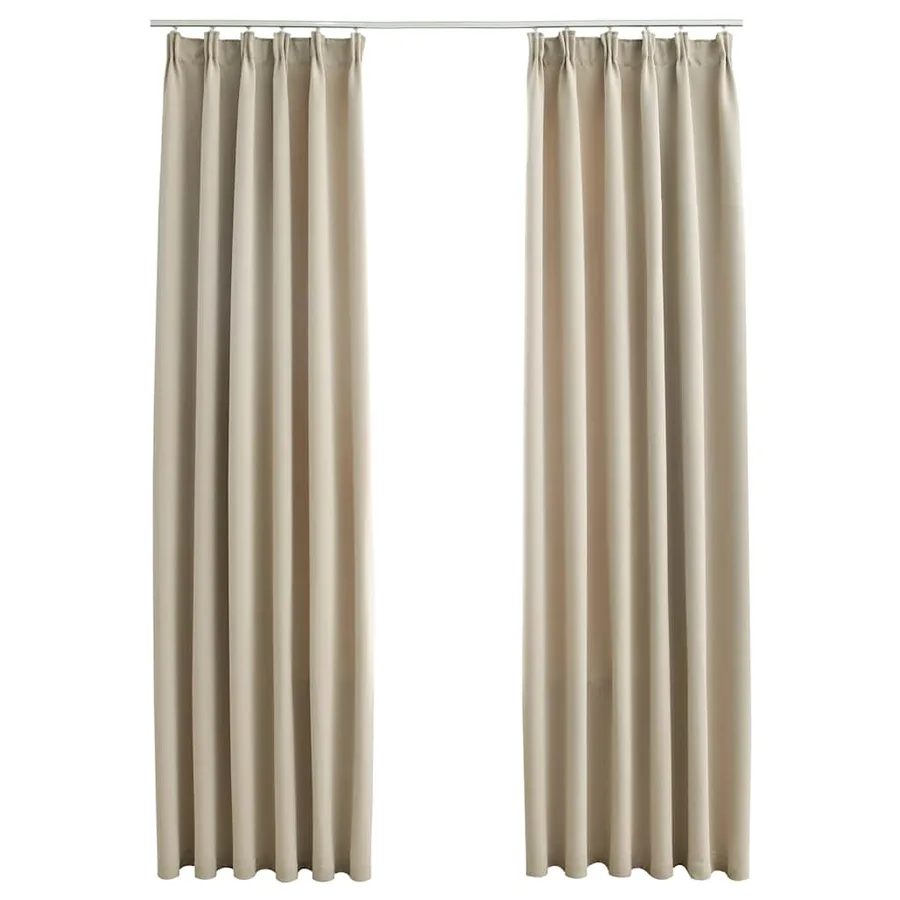 Rideaux occultants avec crochets 2 pcs Beige 140x225 cm - 2
