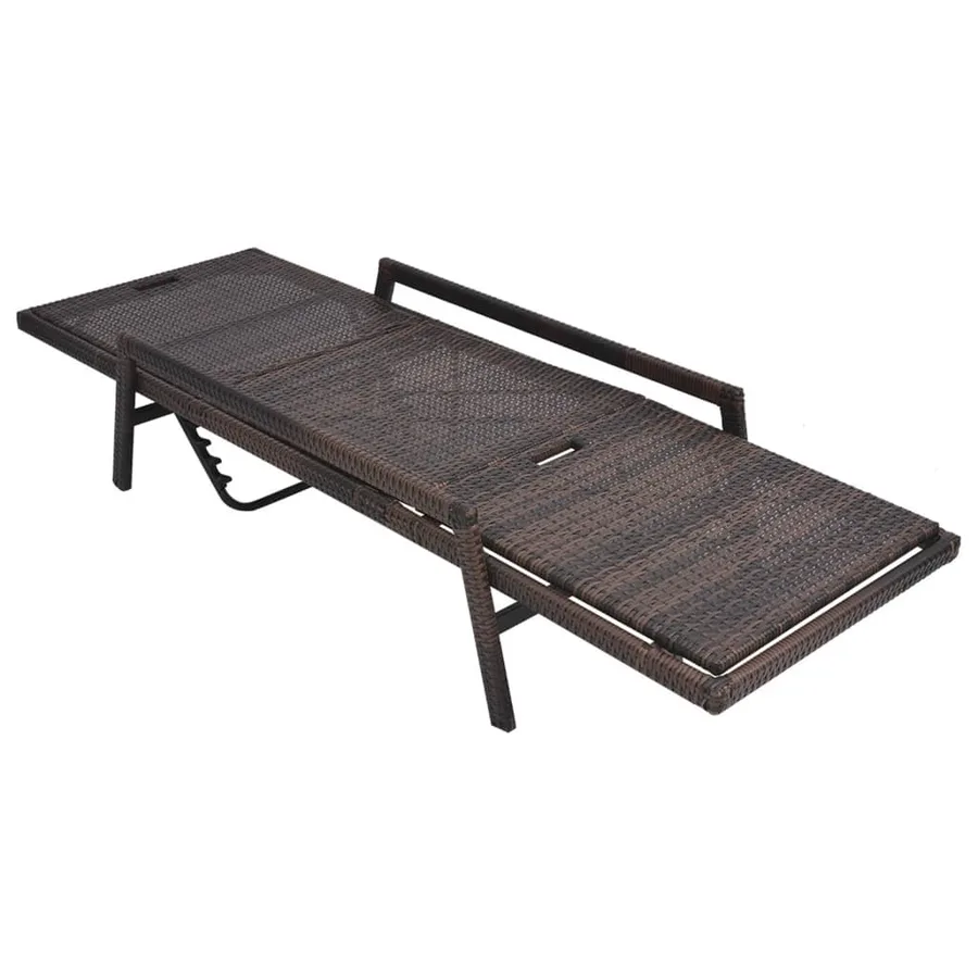 Chaise longue avec coussin Résine tressée Marron - 4