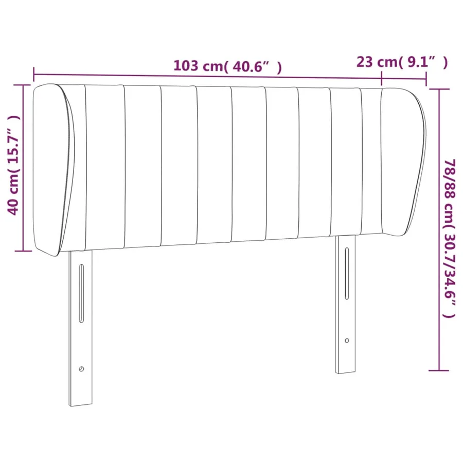 Tête de lit avec oreilles Gris clair 103x23x78/88 cm Velours - 9