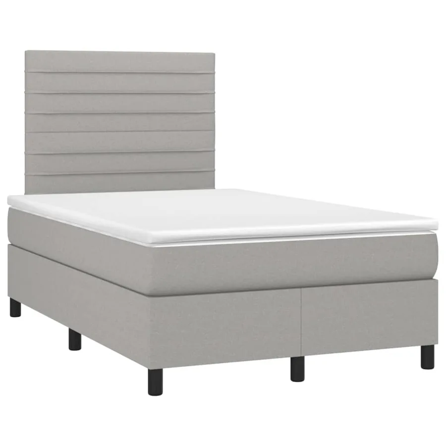 Sommier à lattes de lit et matelas et LED Gris clair 120x200 cm - 3
