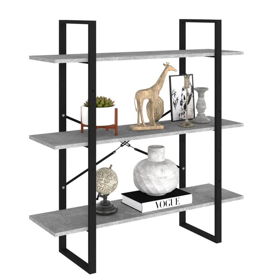Bibliothèque gris béton 100x30x105 cm bois d'ingénierie - 3