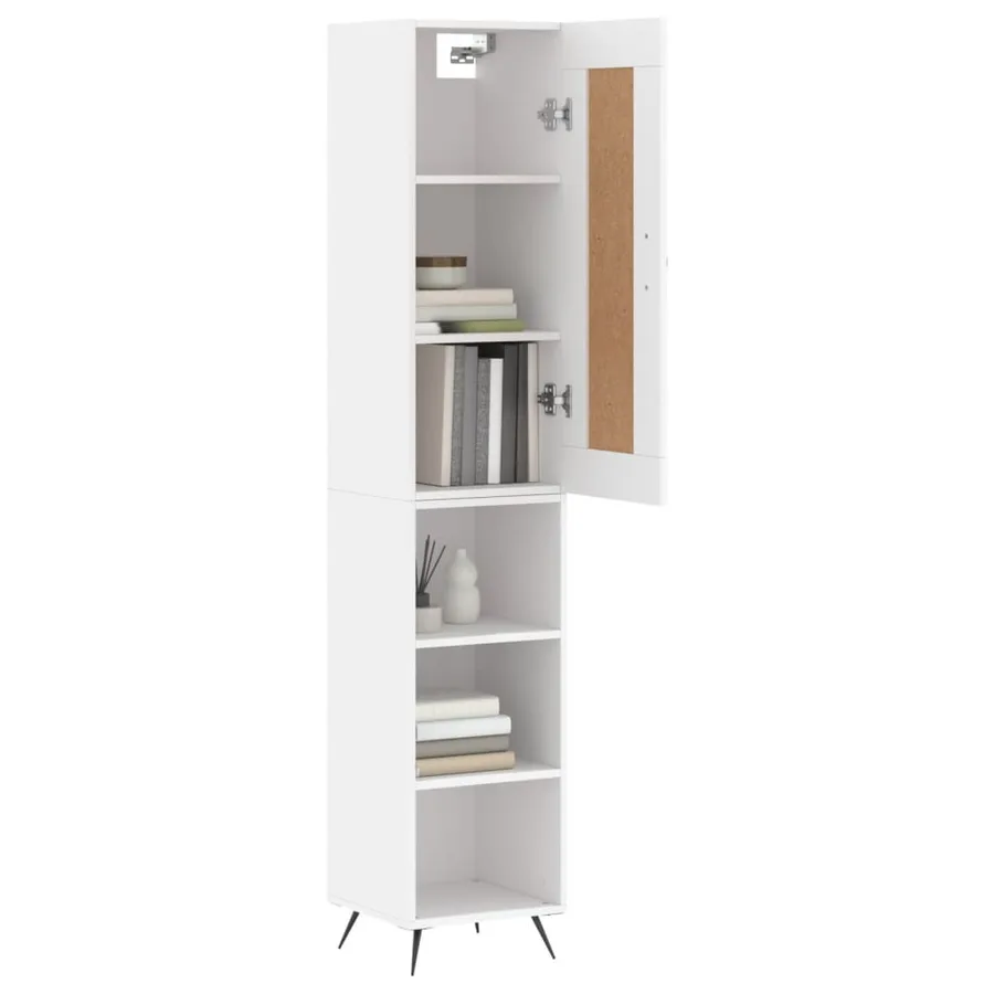 Buffet haut Blanc 34,5x34x180 cm Bois d'ingénierie - 3