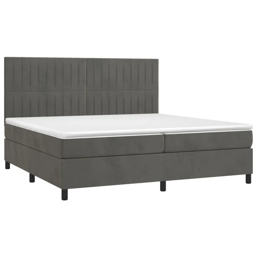 Sommier à lattes de lit et matelas Gris foncé 200x200cm Velours - 3