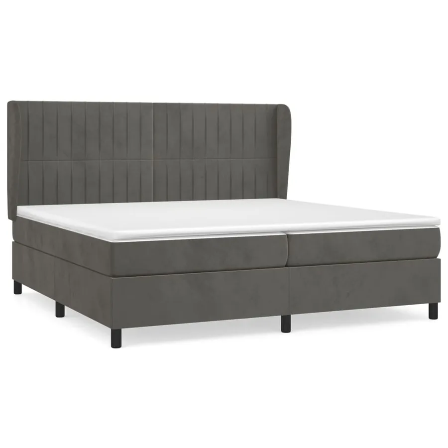 Sommier à lattes de lit et matelas Gris foncé 200x200cm Velours - 2