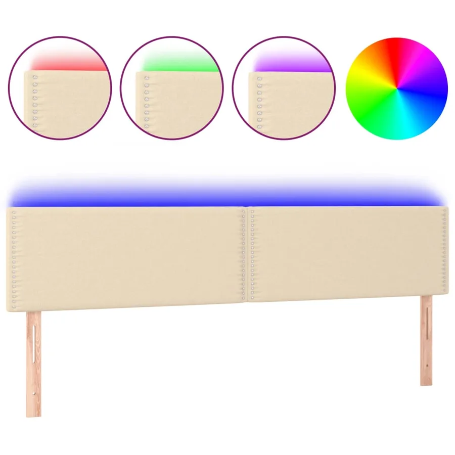 Tête de lit à LED Crème 180x5x78/88 cm Tissu - 2