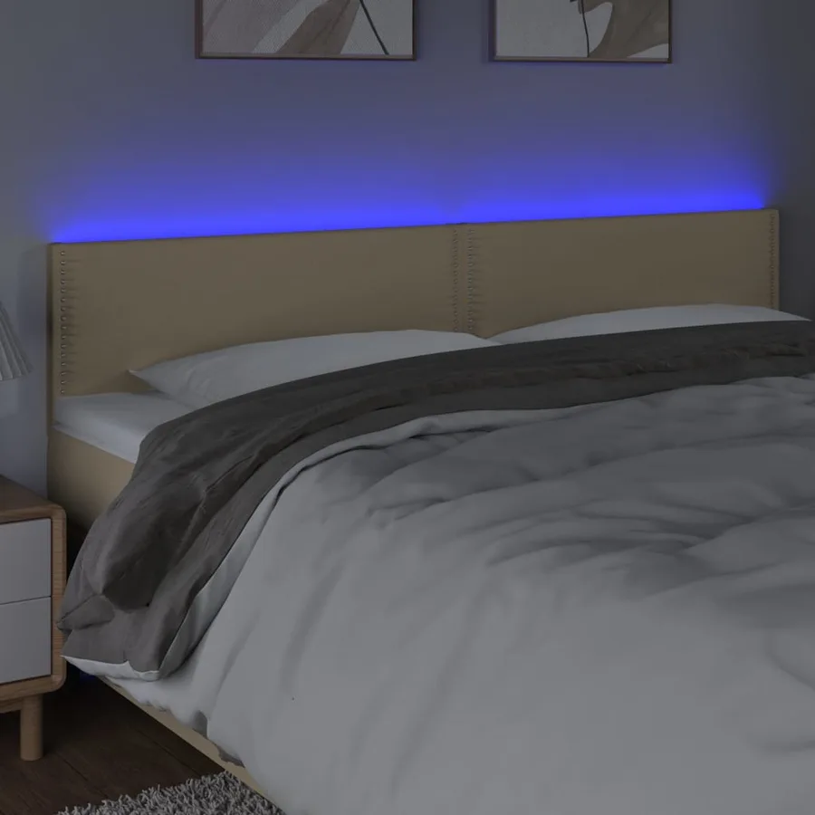 Tête de lit à LED Crème 180x5x78/88 cm Tissu - 3