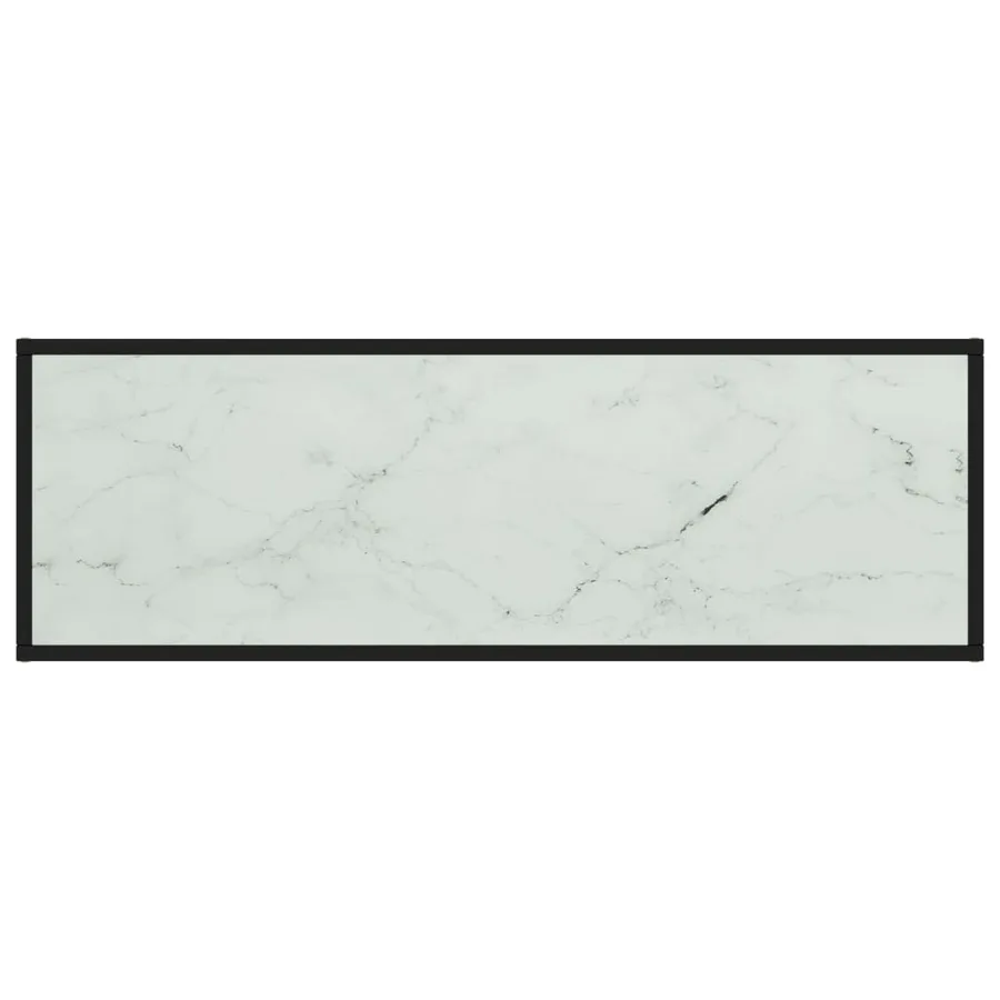 Meuble TV noir avec verre marbre blanc 120x40x40 cm - 4