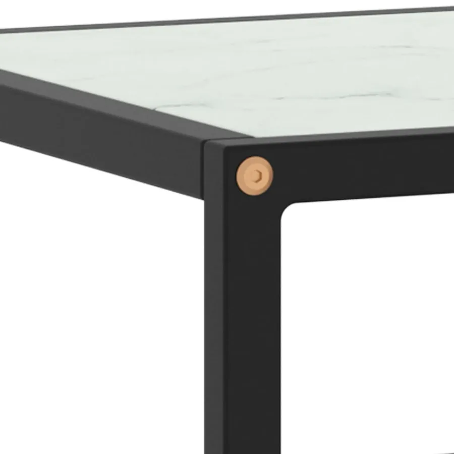 Meuble TV noir avec verre marbre blanc 120x40x40 cm - 5