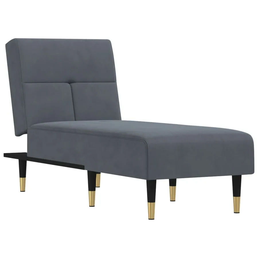 Chaise longue gris foncé velours - 2