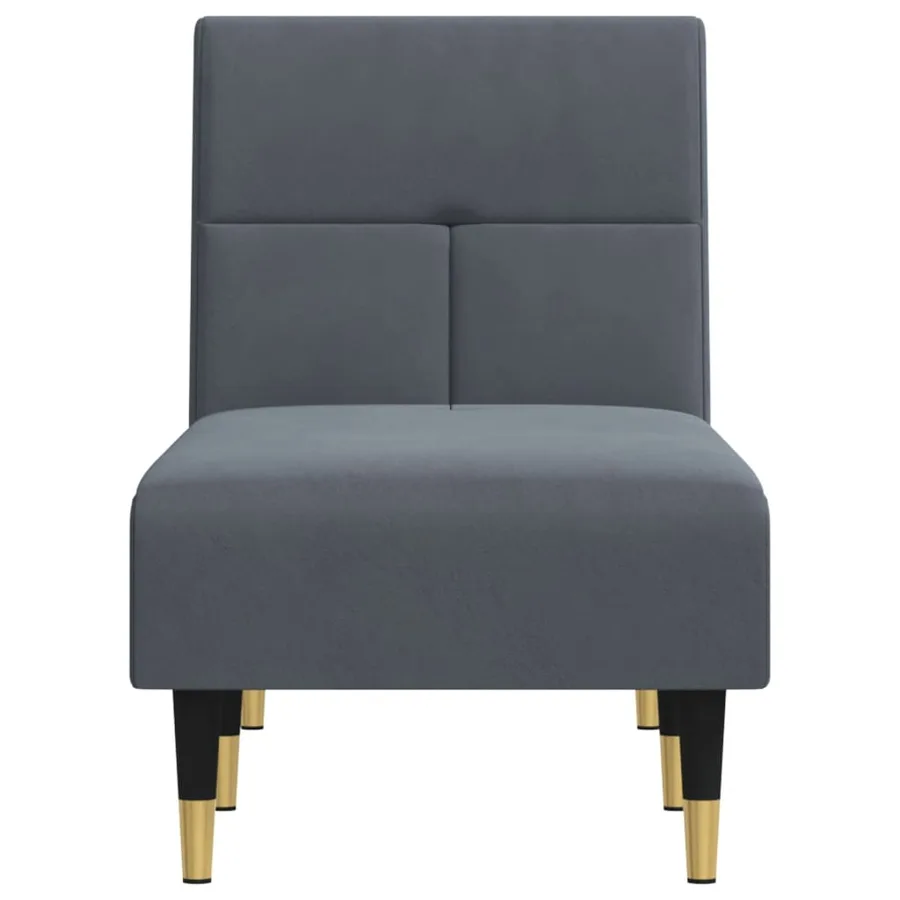 Chaise longue gris foncé velours - 4