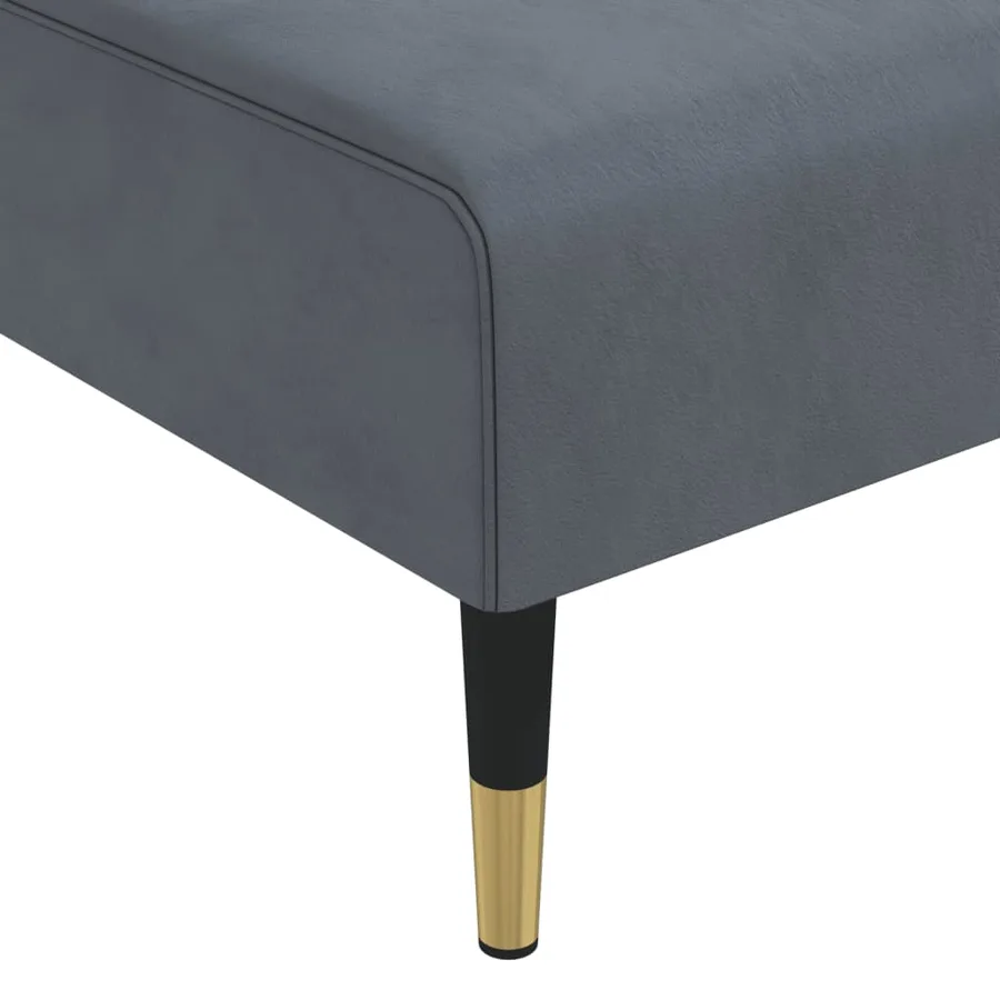 Chaise longue gris foncé velours - 7