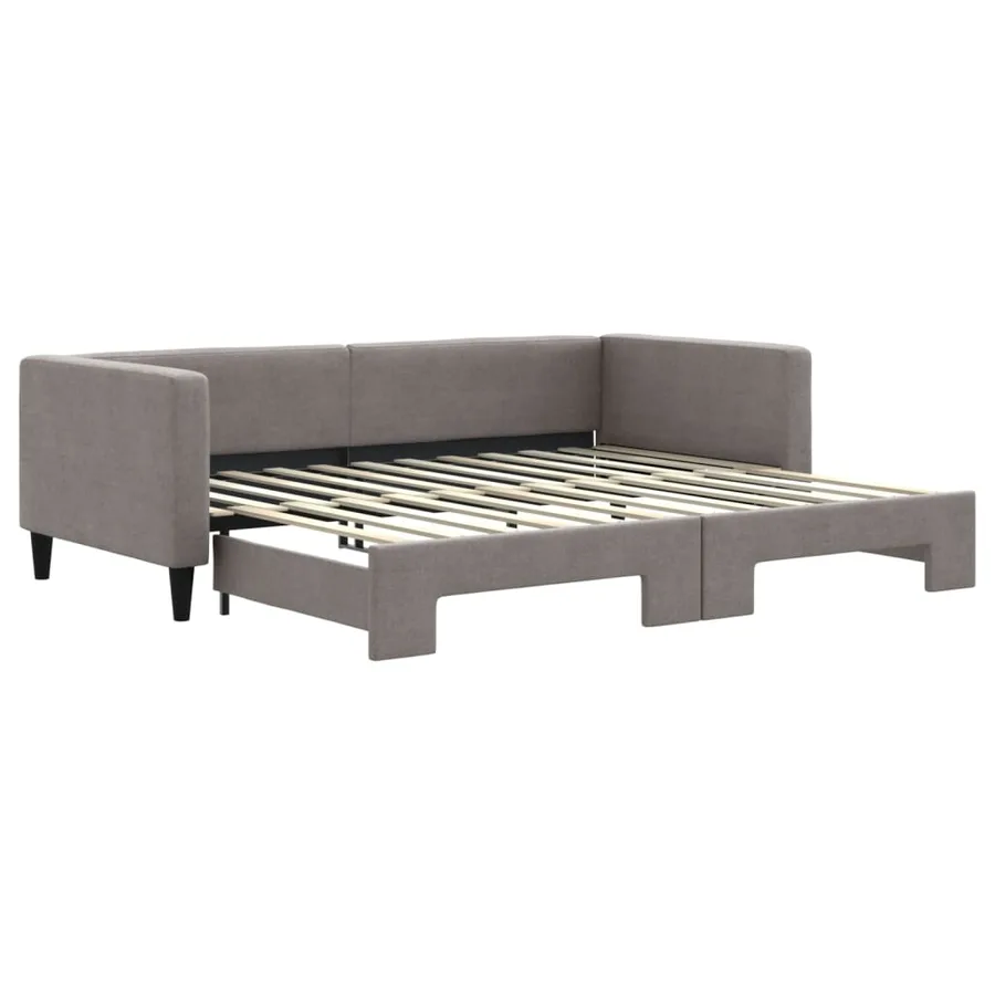 Lit de jour avec gigogne sans matelas taupe 90x200 cm - 2