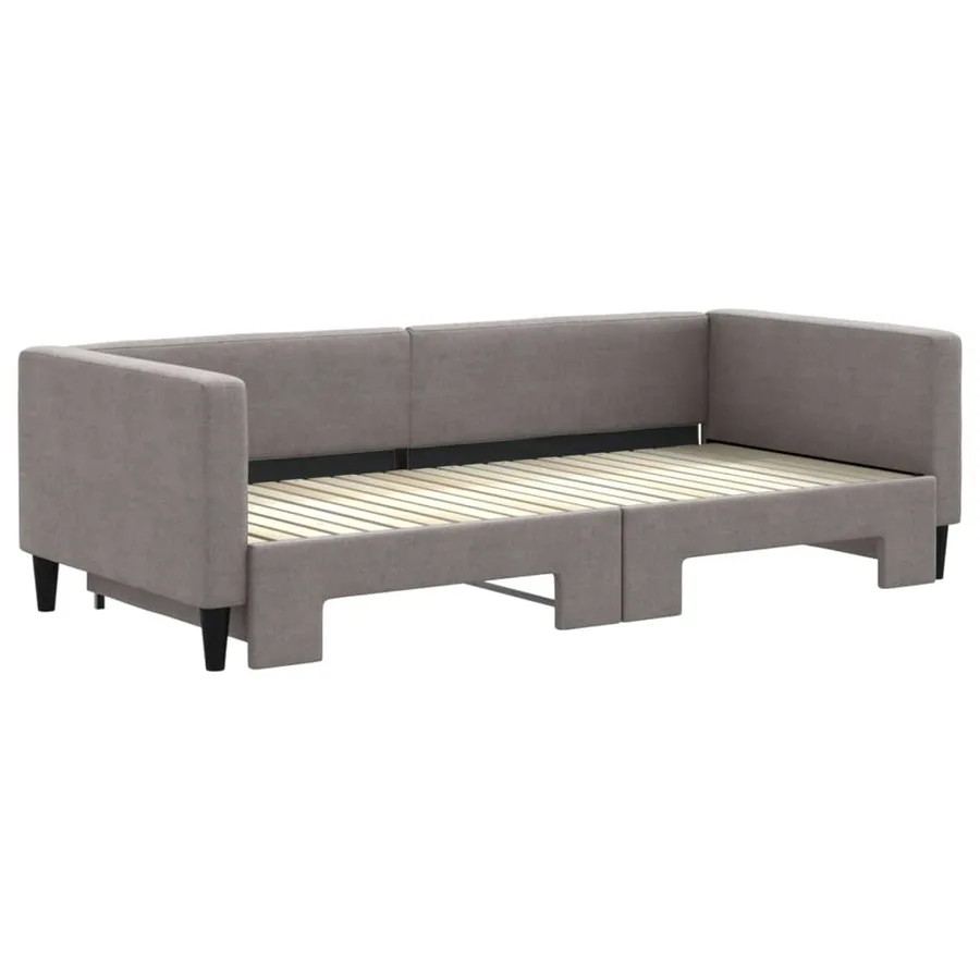 Lit de jour avec gigogne sans matelas taupe 90x200 cm - 3