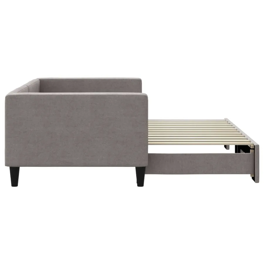 Lit de jour avec gigogne sans matelas taupe 90x200 cm - 4