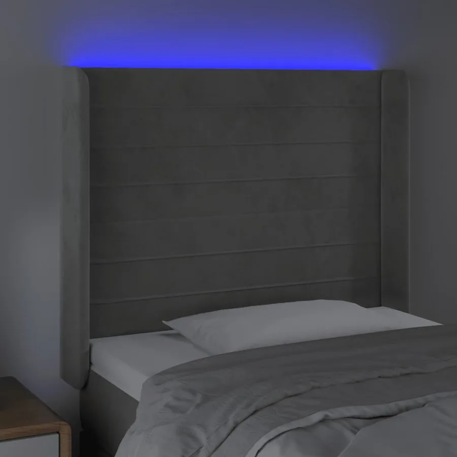 Tête de lit à LED Gris clair 83x16x118/128 cm Velours - 4