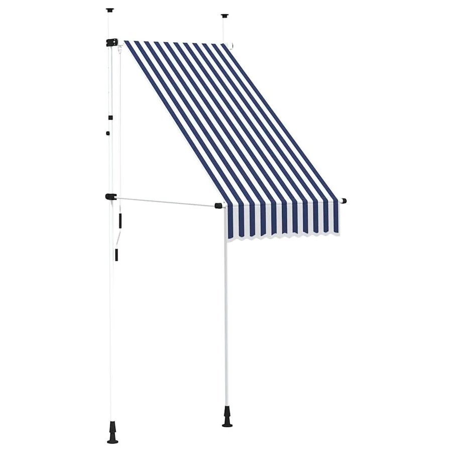 Auvent rétractable manuel 100 cm Rayures bleues et blanches - 2