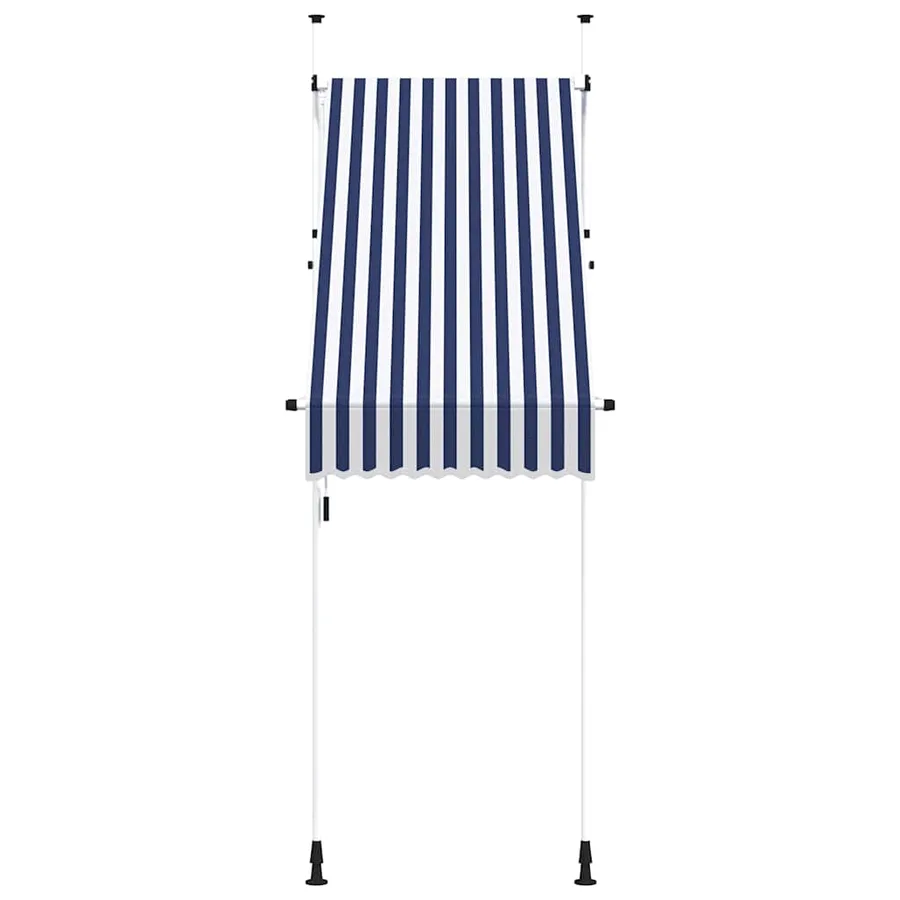 Auvent rétractable manuel 100 cm Rayures bleues et blanches - 3