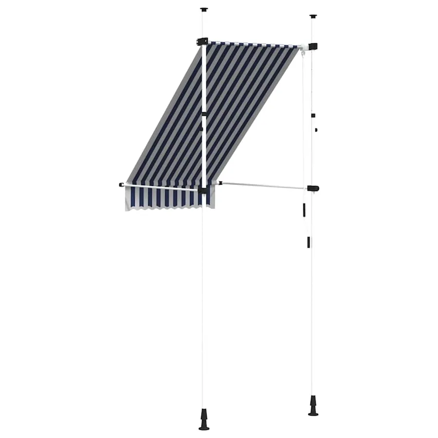 Auvent rétractable manuel 100 cm Rayures bleues et blanches - 4