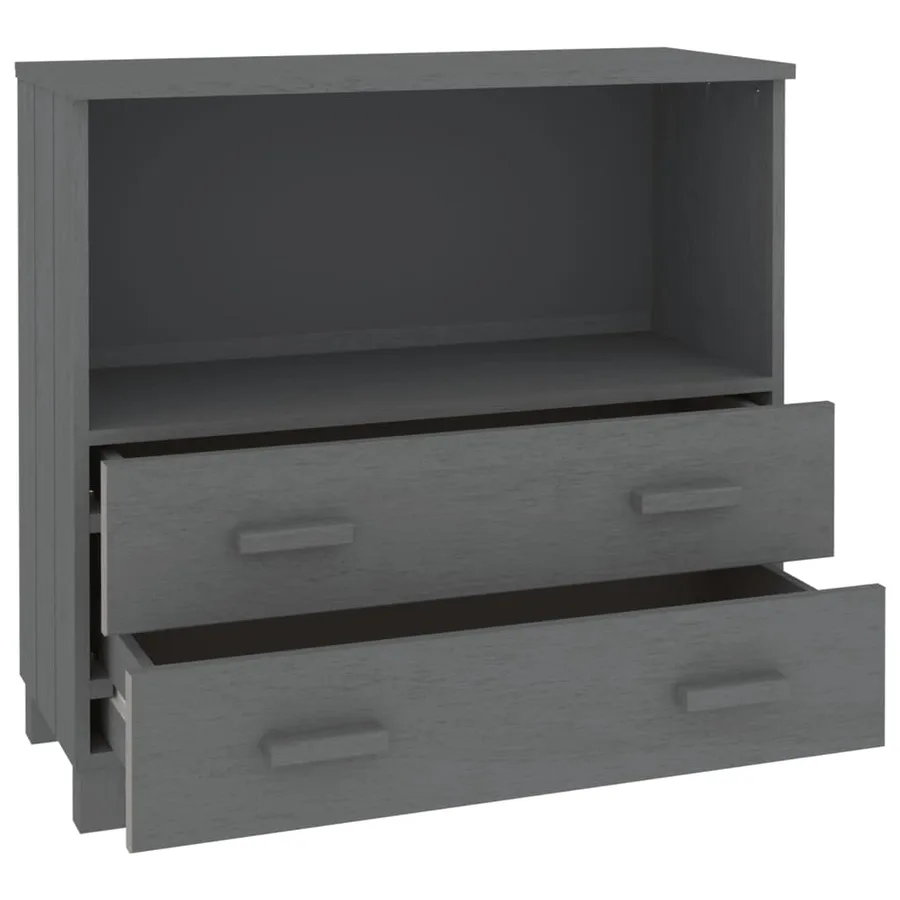 Buffet HAMAR Gris foncé 85x35x80 cm Bois massif de pin - 7