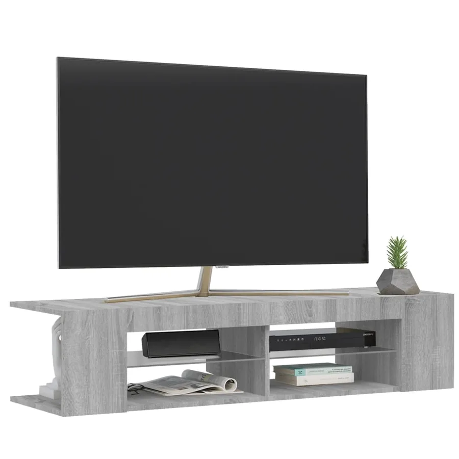 Meuble TV avec lumières LED sonoma gris 135x39x30 cm - 6