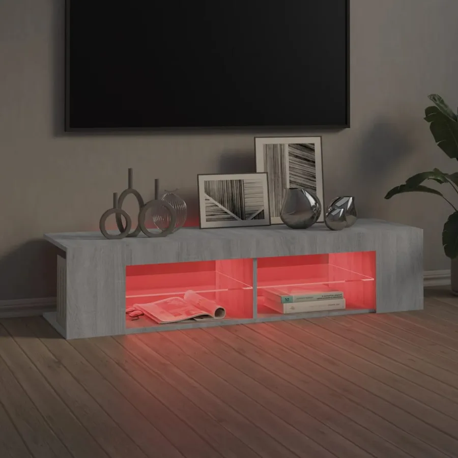 Meuble TV avec lumières LED sonoma gris 135x39x30 cm - 7