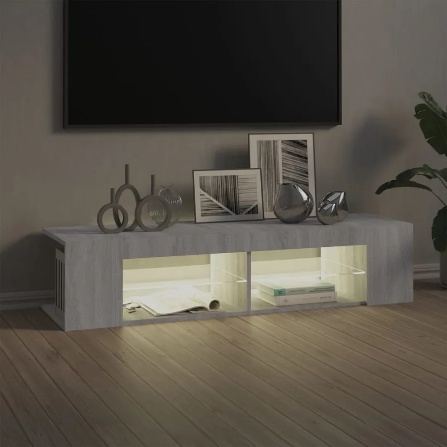 Meuble TV avec lumières LED sonoma gris 135x39x30 cm - 8