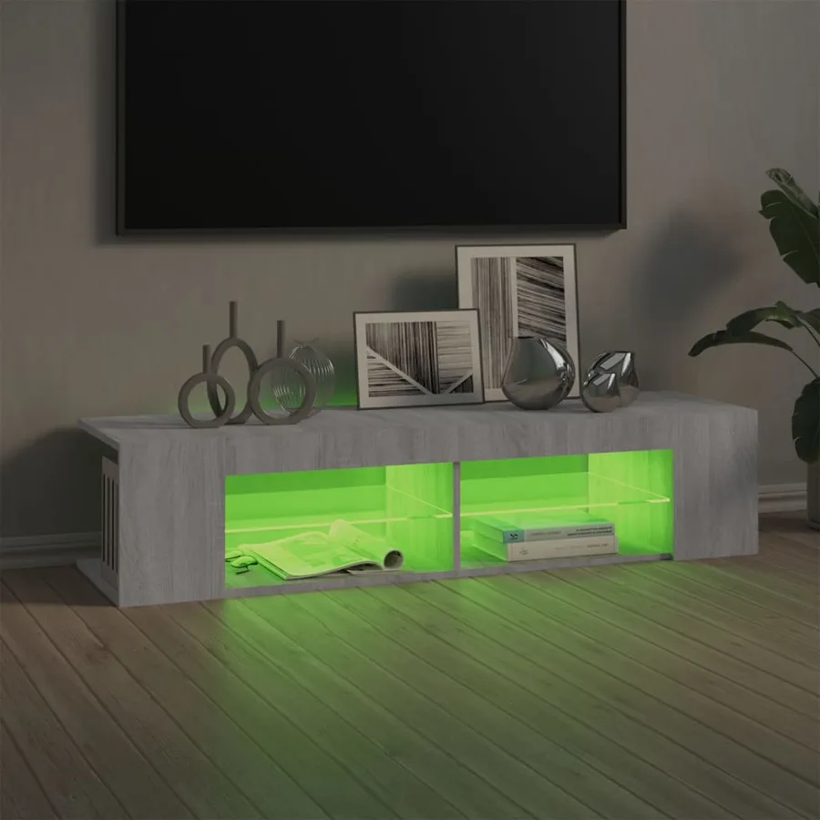 Meuble TV avec lumières LED sonoma gris 135x39x30 cm - 9