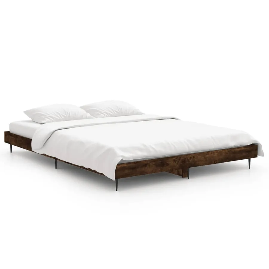 Cadre de lit sans matelas chêne fumé 135x190 cm bois ingénierie - 2