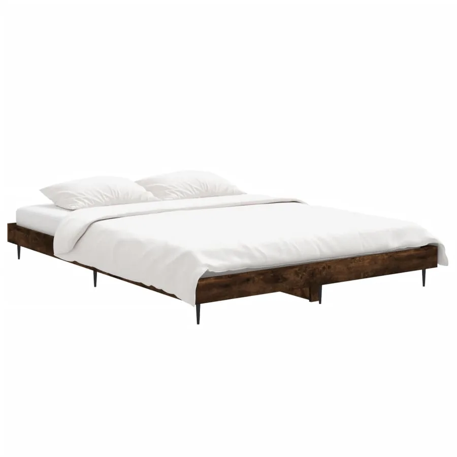 Cadre de lit sans matelas chêne fumé 135x190 cm bois ingénierie - 3
