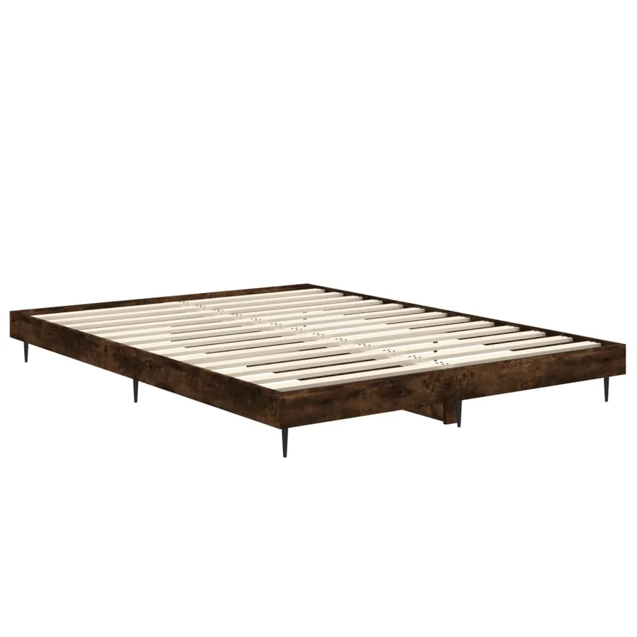 Cadre de lit sans matelas chêne fumé 135x190 cm bois ingénierie - 5