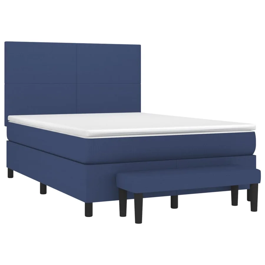 Sommier à lattes de lit avec matelas Bleu 140x190 cm Tissu - 3