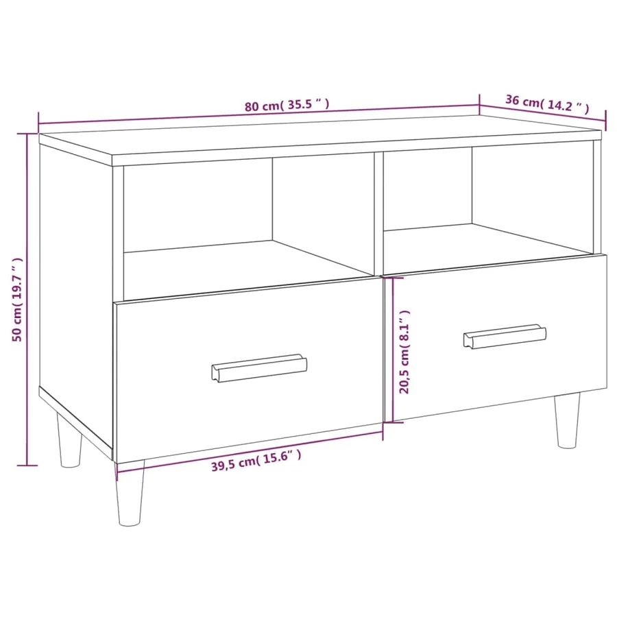 Meuble TV Sonoma gris 80x36x50 cm Bois d'ingénierie - 10