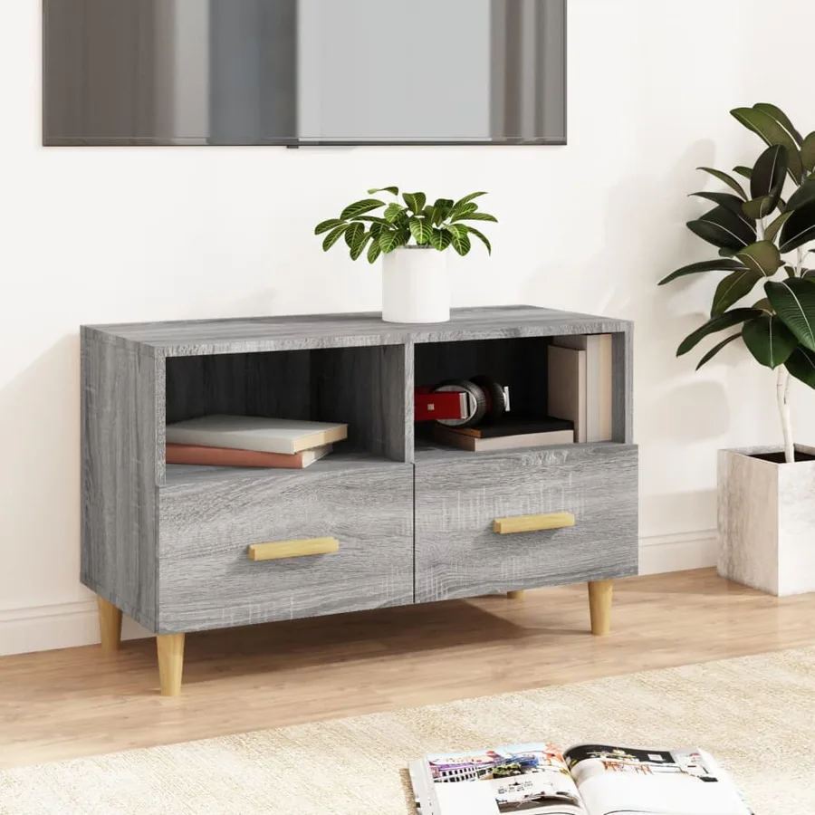 Meuble TV Sonoma gris 80x36x50 cm Bois d'ingénierie - 2
