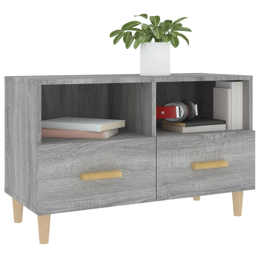 Meuble TV Sonoma gris 80x36x50 cm Bois d'ingénierie - 4
