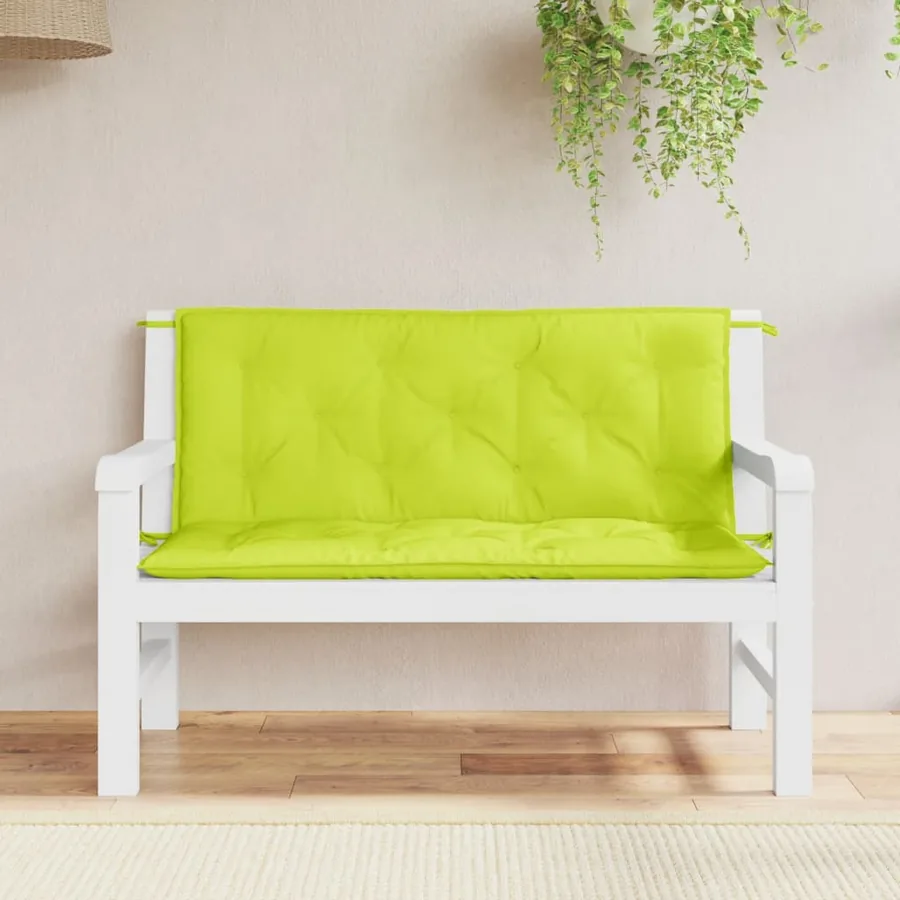 Coussins de banc de jardin lot de 2 vert vif tissu Oxford