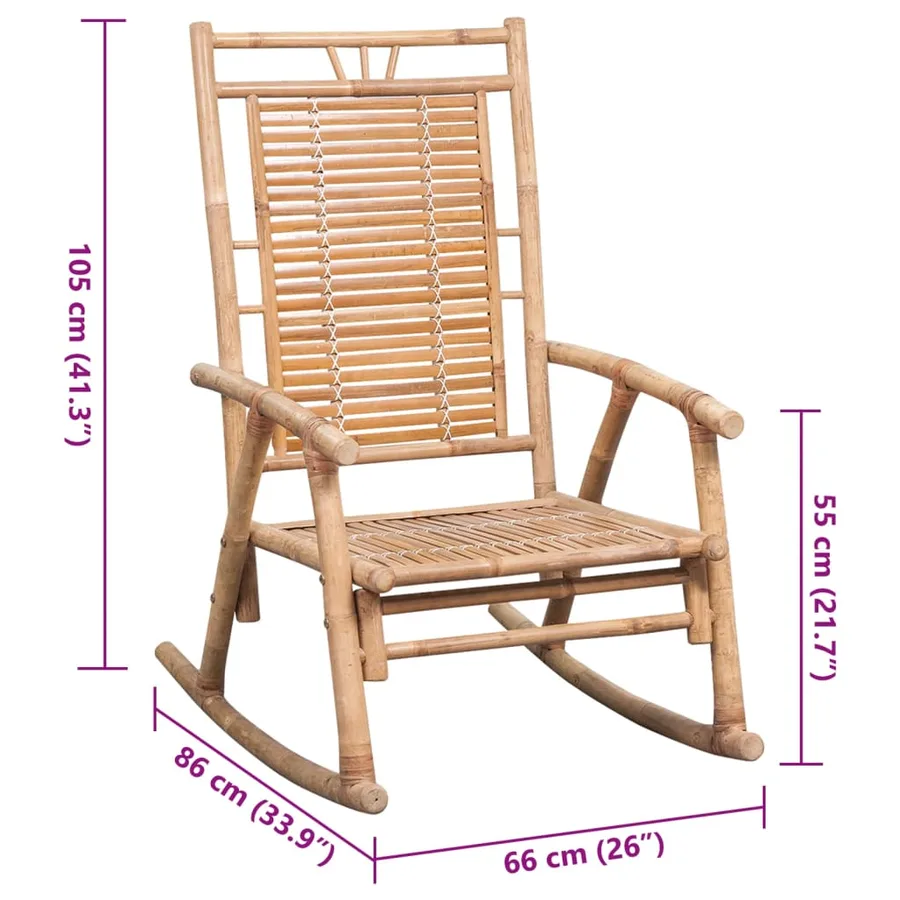 Chaise à bascule avec coussin bambou - 8
