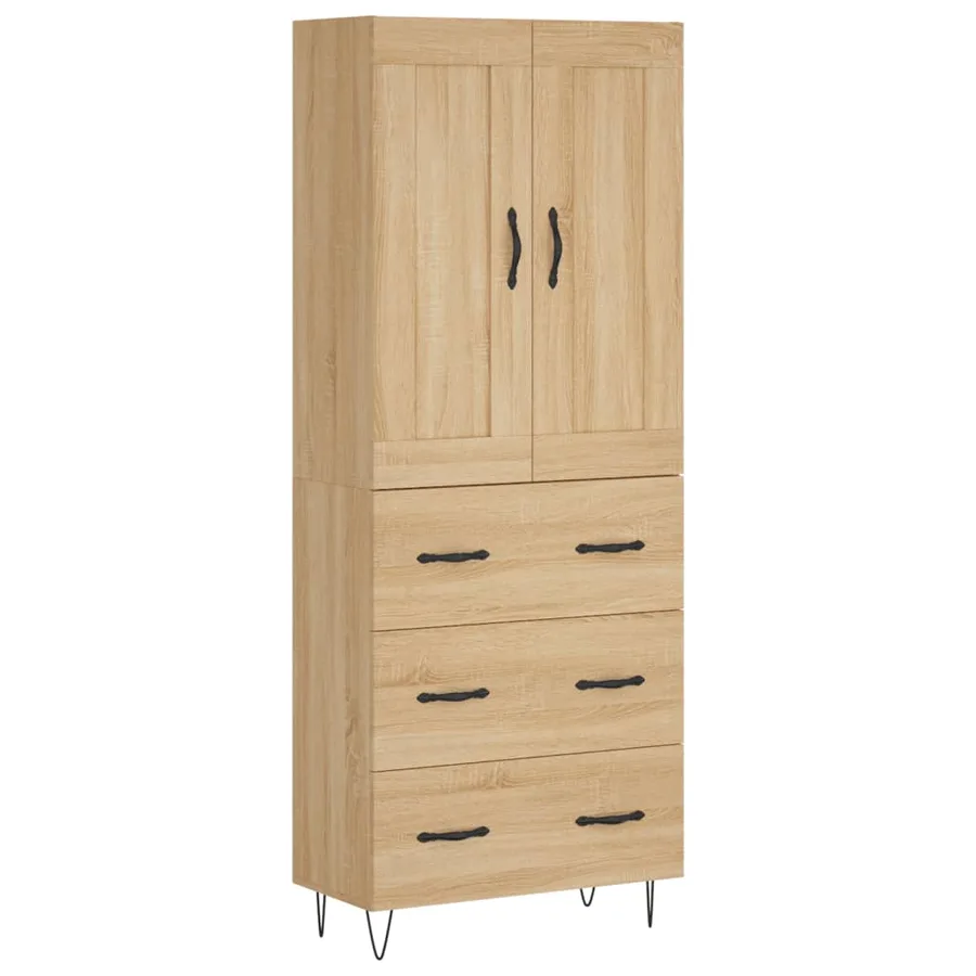 Buffet haut Chêne sonoma 69,5x34x180 cm Bois d'ingénierie - 2