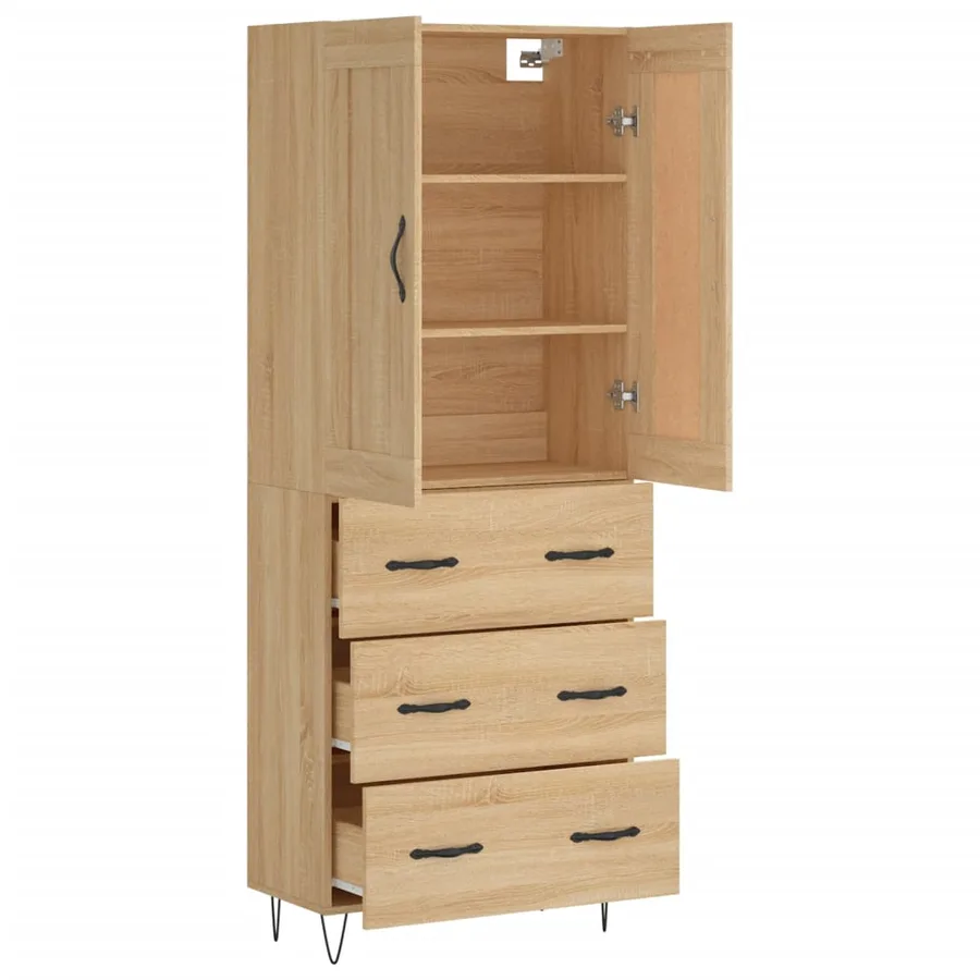 Buffet haut Chêne sonoma 69,5x34x180 cm Bois d'ingénierie - 4