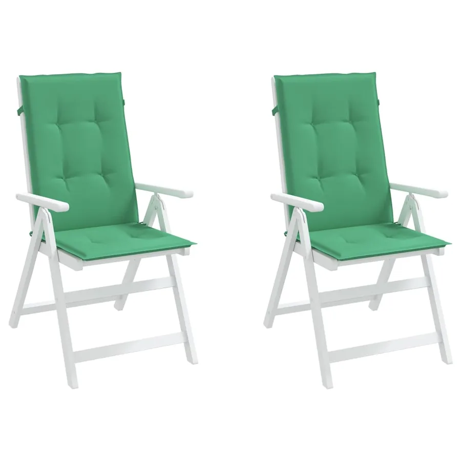 Coussins de chaise de jardin à dossier haut lot de 2 vert tissu - 4