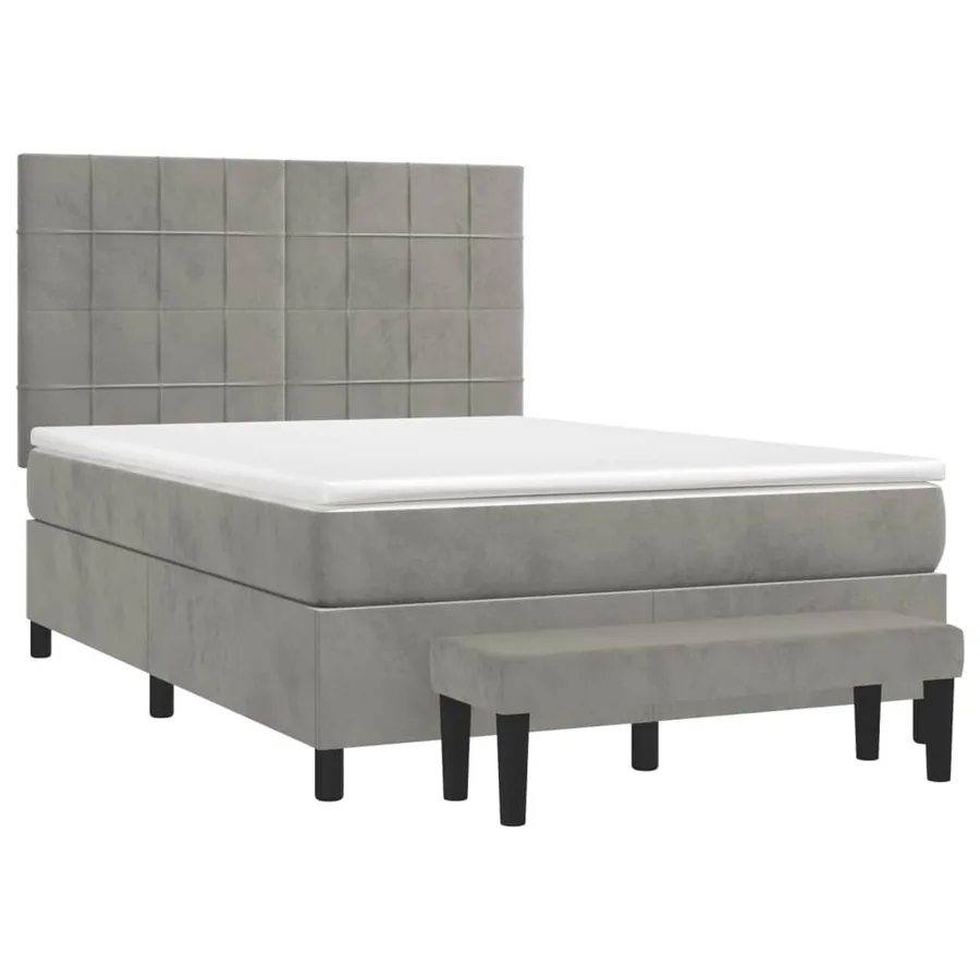 Sommier à lattes de lit et matelas Gris clair 140x200cm Velours - 3