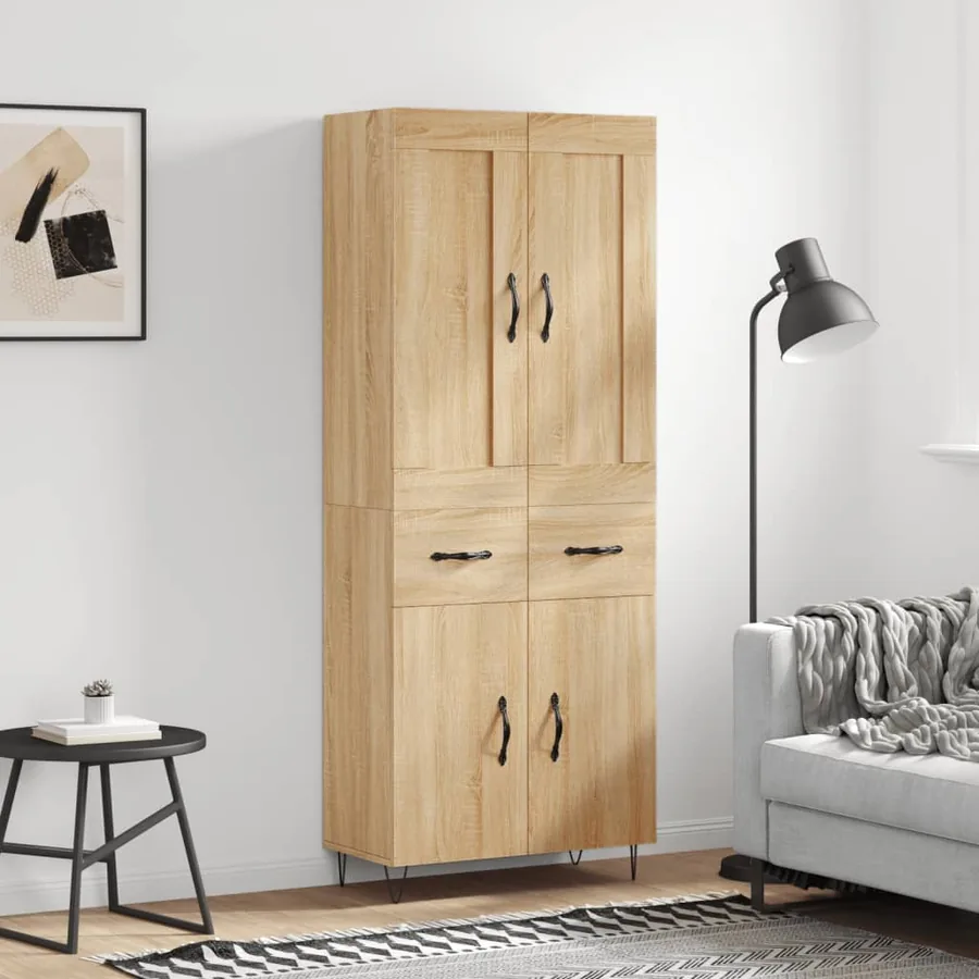Buffet haut Chêne sonoma 69,5x34x180 cm Bois d'ingénierie