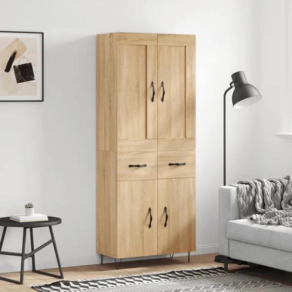 Buffet haut Chêne sonoma 69,5x34x180 cm Bois d'ingénierie