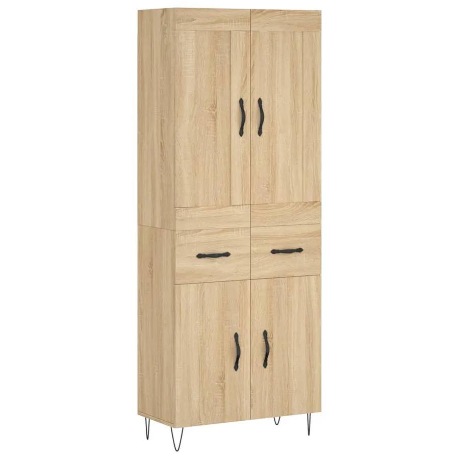 Buffet haut Chêne sonoma 69,5x34x180 cm Bois d'ingénierie - 2