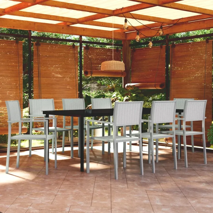 Ensemble à manger de jardin 9 pcs Blanc