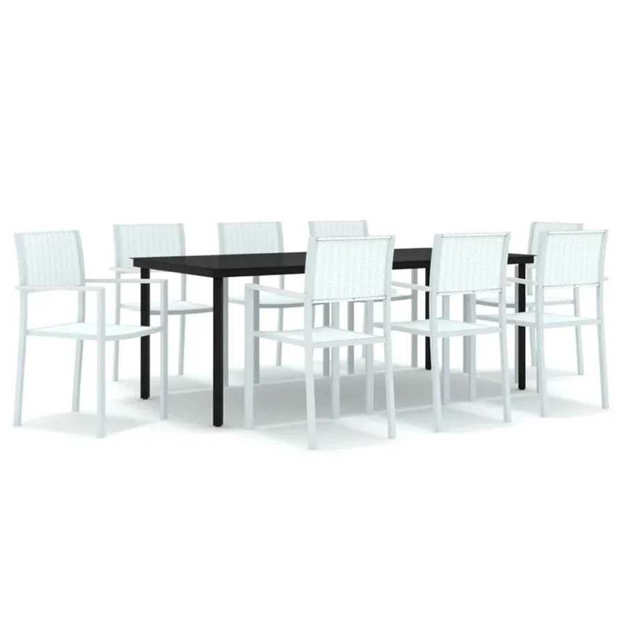 Ensemble à manger de jardin 9 pcs Blanc - 2