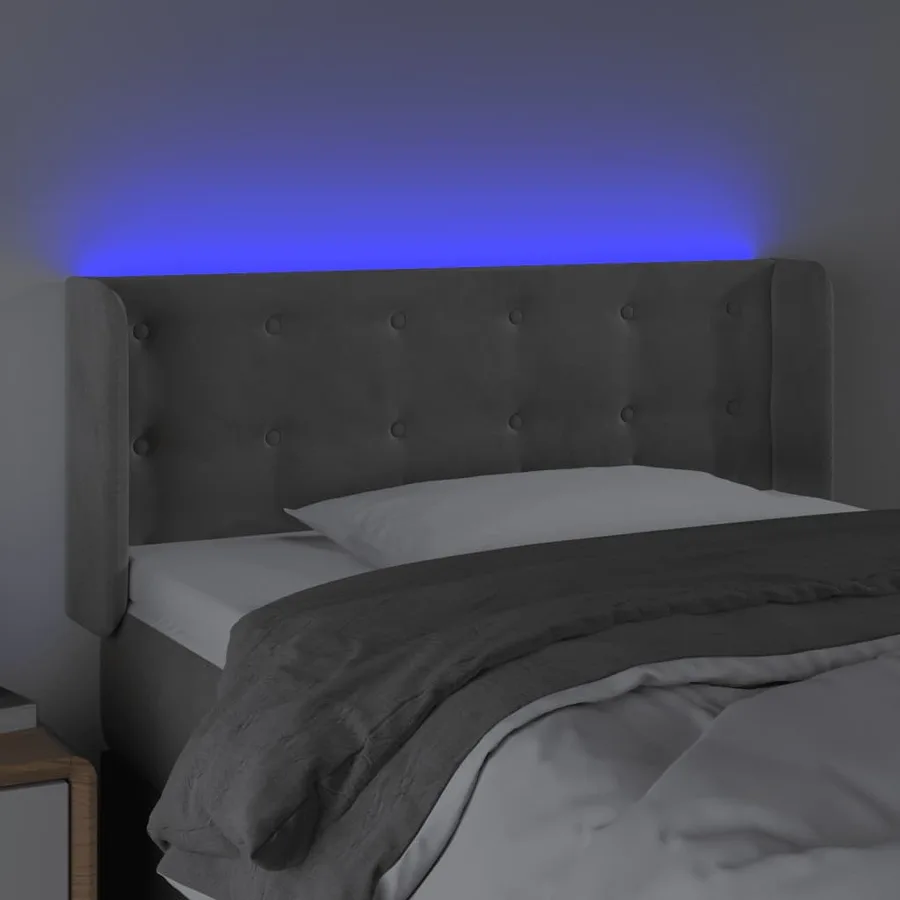 Tête de lit à LED Gris clair 103x16x78/88 cm Velours - 4