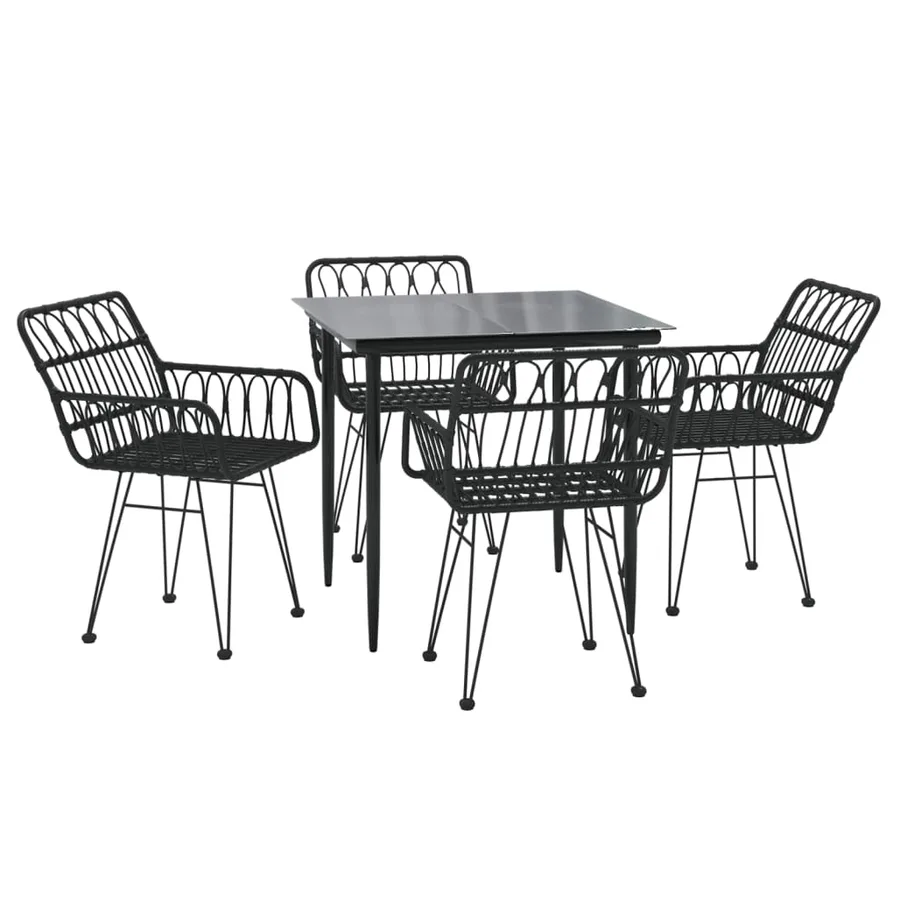 Ensemble à manger de jardin 5 pcs Noir Résine tressée - 3