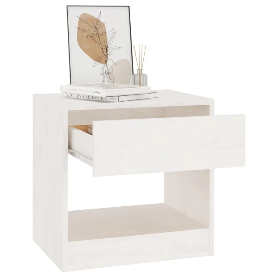 Tables de chevet 2 pcs Blanc 40x31x40 cm Bois de pin massif - 4